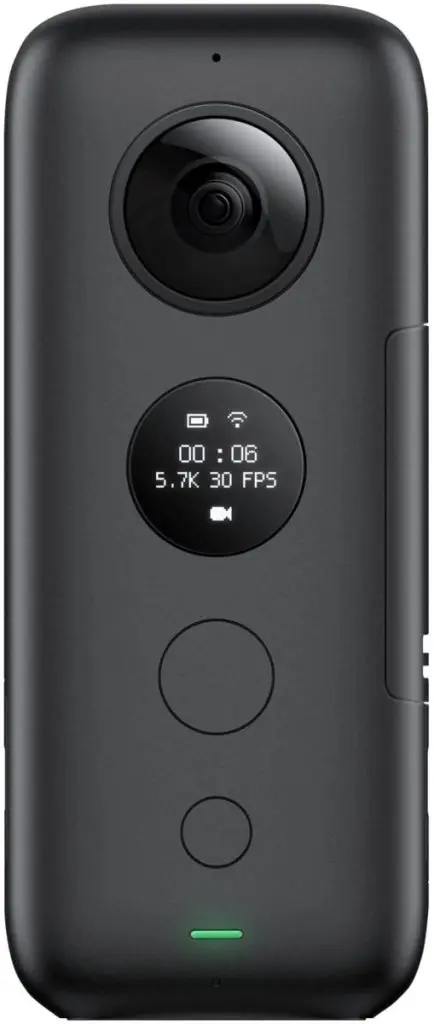 front insta360 one x action camera